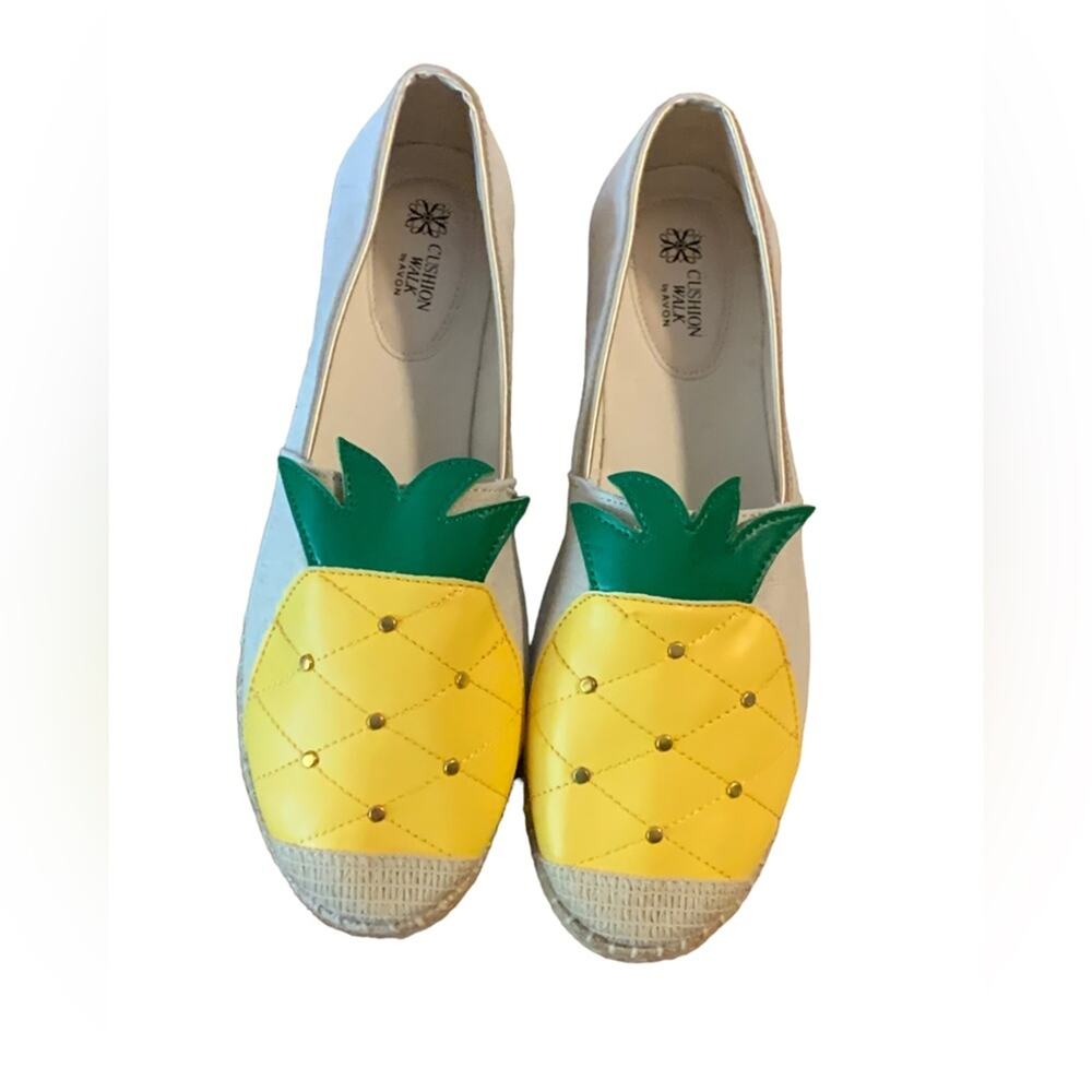 Avon Espadrilles Women 10 Tropical Pineapple Flats Vacation Resort Summer Beach